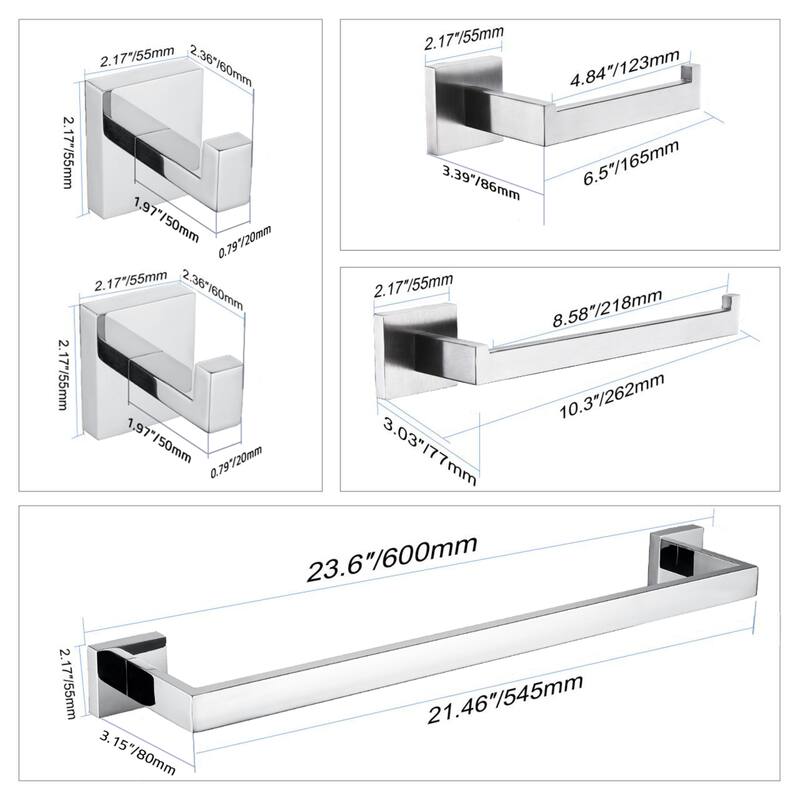 ANZZI 5-Piece Chrome Bathroom Accessories Set
