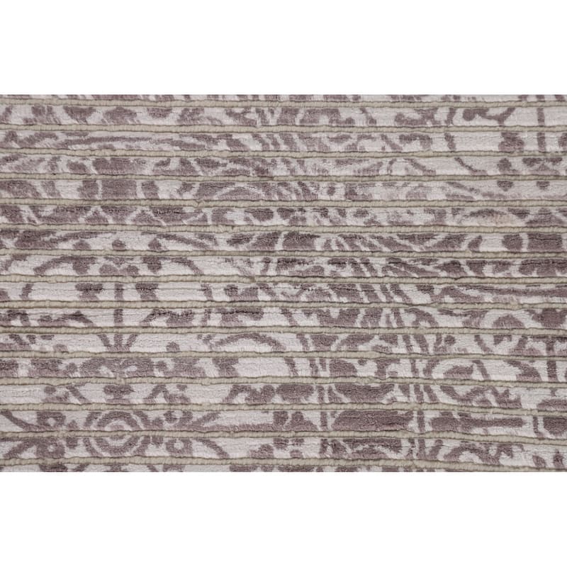 Ivory & Brown Modern Indian Abstract Accent Rug Handmade Wool Carpet - 3'0"x 5'1"