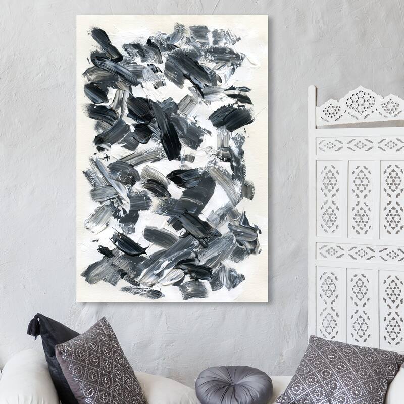 Wynwood Studio Abstract Herd of Zebras Black and Modern & Contemporary Wall Art Canvas Print - 45 x 30