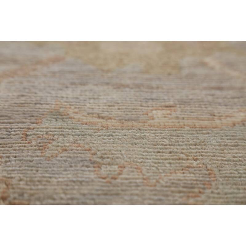 Hand Knotted Oriental 100% Wool Carpet Transitional All-Over Brown Oushak Area Rug - 11' 10'' X 9' 0''