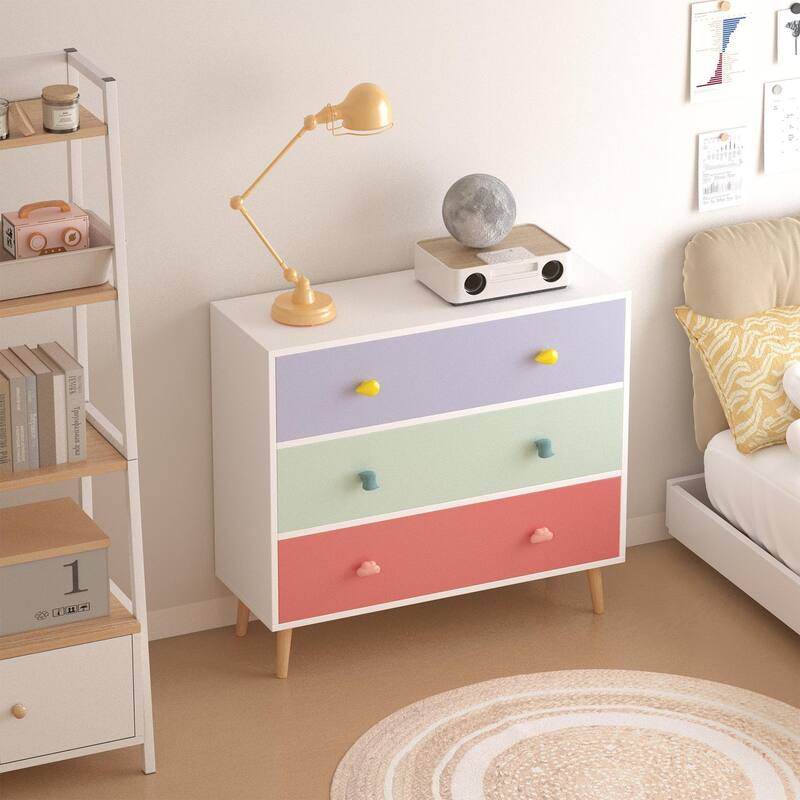 3-Drawer Kids Dresser and Nightstand: Multi-Purpose Storage Cabinet for Nursery, Toddler Room, Bedroom, and Living Room