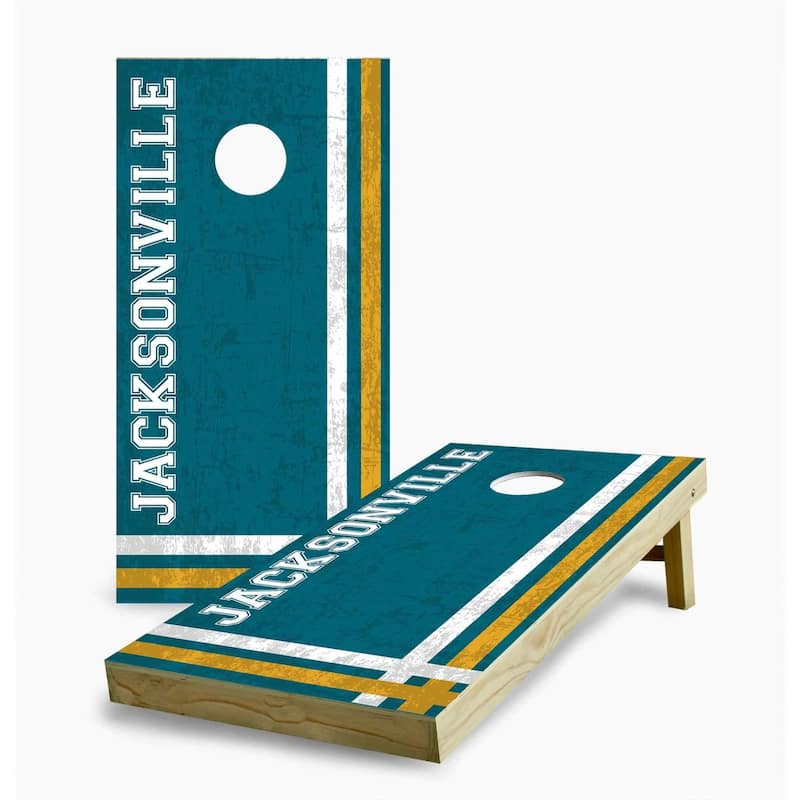 Jacksonville Jaguars Multi Stripe Cornhole Game (Choose Wraps or Boards) - 2x4 Boards (24" x 48") - Include Hole Lights