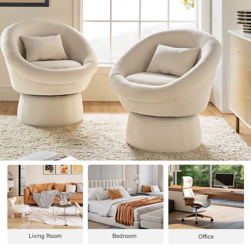Patti Modern Upholstered Swivel Barrel Chair Set by HULALA HOME