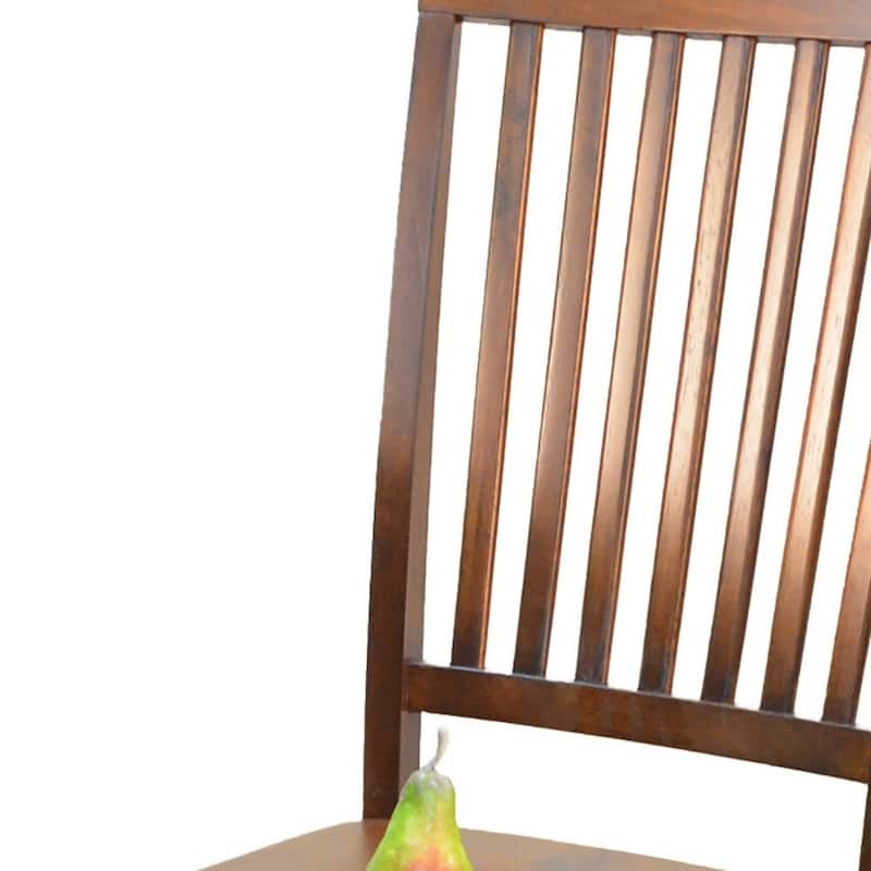 Slat Back Dining Side Chair with Solid Wood Legs