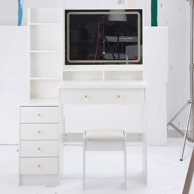41" Large Size Vanity Table with Cushioned Stool