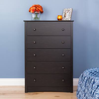 Copper Grove Periyar Washed Black 5-drawer Chest