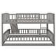 preview thumbnail 15 of 15, Full Over Full Low Bunk Bed with Fence and Ladder for Toddler Kids Teens