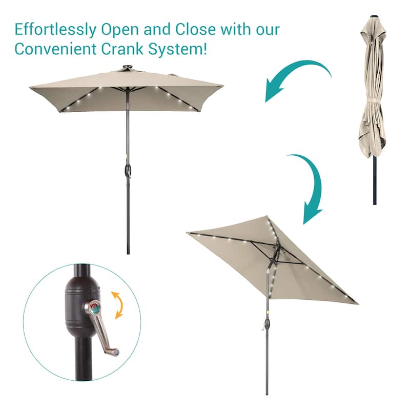 BONOSUKI 6.5x6.5Ft LED Patio Market Umbrella Weather-Resistant Frame