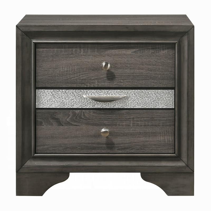Nightstand with Pullout Jeweler Tray, Solid Wood Sofa Side Table, Storage Cabinet with Wooden Tabletop & 2 Drawers - Gray