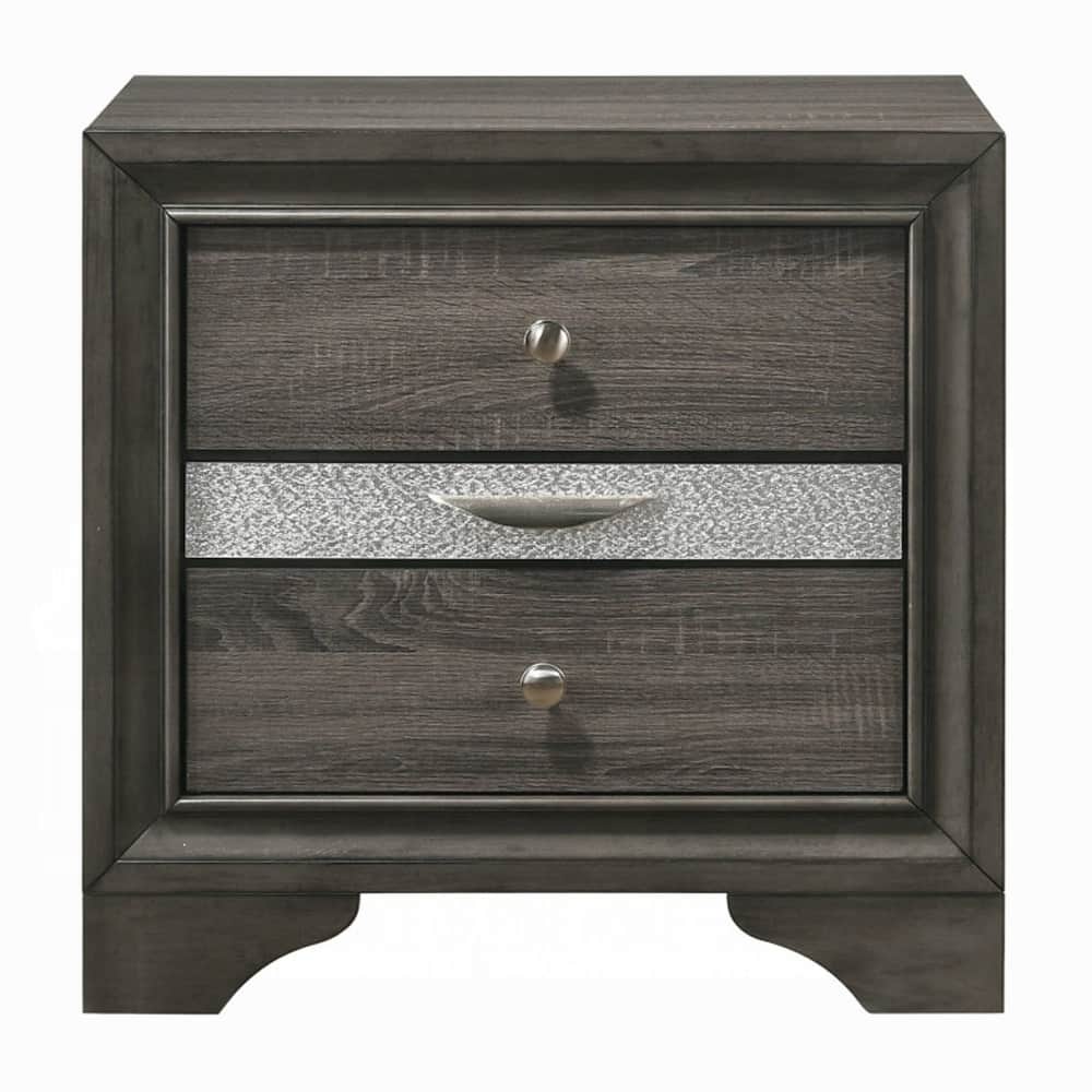 Nightstand with Pullout Jeweler Tray, Solid Wood Sofa Side Table, Storage Cabinet with Wooden Tabletop & 2 Drawers