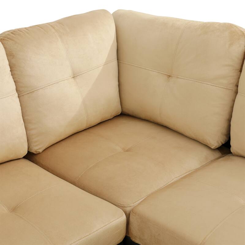 Beige and Brown Color Lint And PVC 3-Piece Couch Living Room Sofa Set