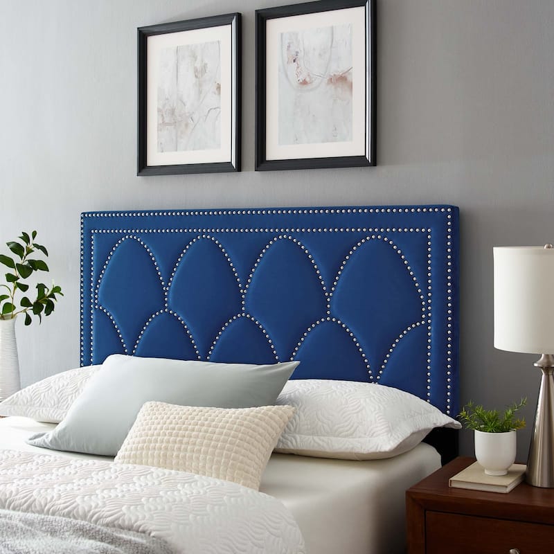 Greta Performance Velvet King/California King Headboard - Navy