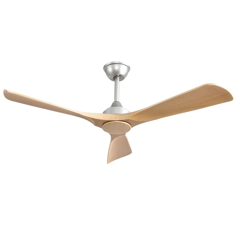 42-52Inch Ceiling Fan with Light: 3 Blade Outdoor Fans for Patios - Dimmable Indoor Fan with Remote APP Control - Wood - 52in-no light