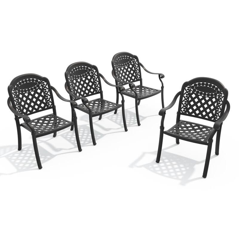 Patio Cast Aluminum Stackable Dining Chair Set (Set of 4)