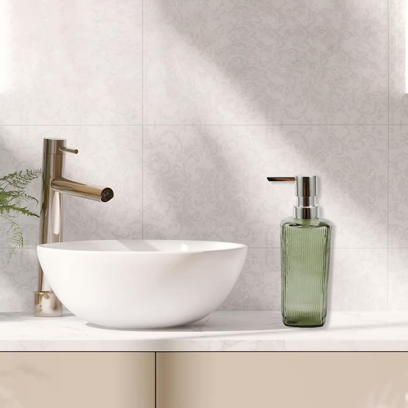 Vertical Lines Classic Soap Pump Dispenser for Hotels 350ml 1 Pcs - Silver Tone Green
