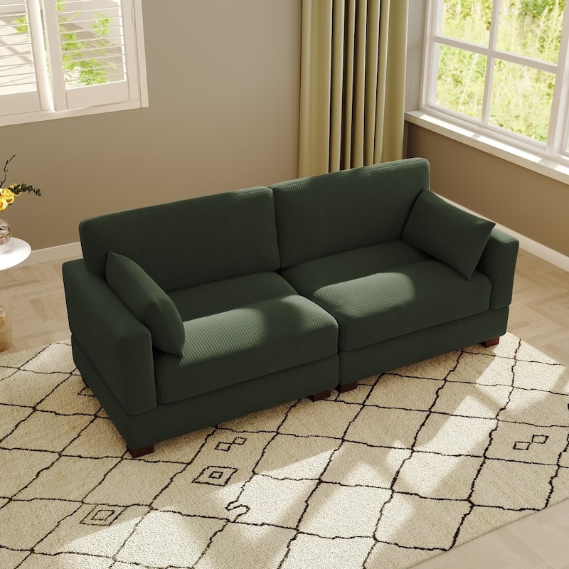 Modern Corduroy Modular Couch Sectional Sofa With Pillows