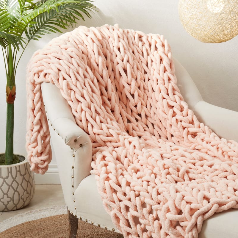 Textured Chunky Knit Cozy Throw
