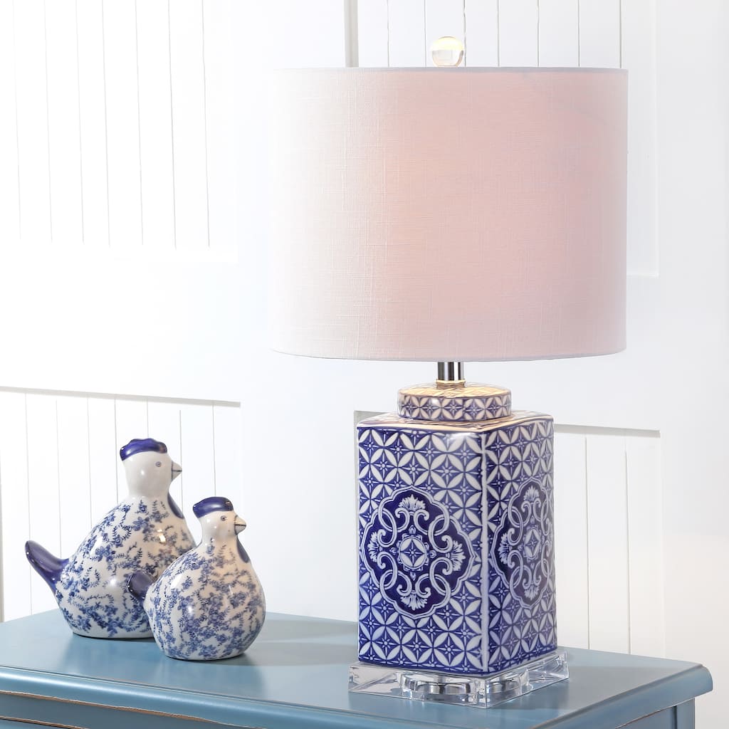 Choi 23" Chinoiserie LED Table Lamp, Blue/White by JONATHAN Y