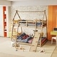 preview thumbnail 3 of 16, Twin over Queen Bunk Bed with Climbing Ramp Natural