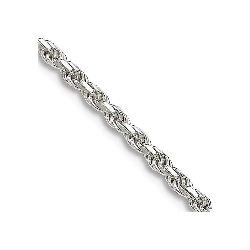 Curata 925 Sterling Silver Unisex 1.75mm Diamond Cut Rope Chain Necklace