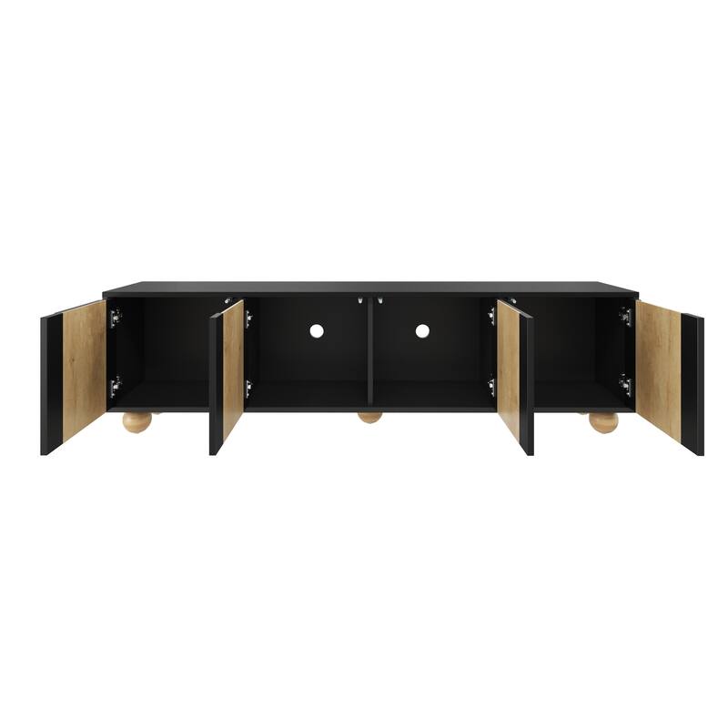 Roomfitters Cream Style Farmhouse TV Stand for TVs up to 75", Elegant Entertainment Center with Cable Management