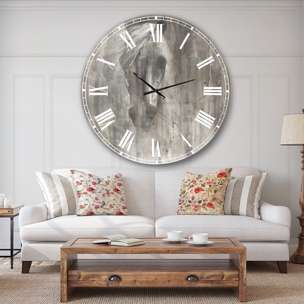 Designart 'Farmhouse Horse' Modern Farmhouse Large Wall CLock. Opens flyout.
