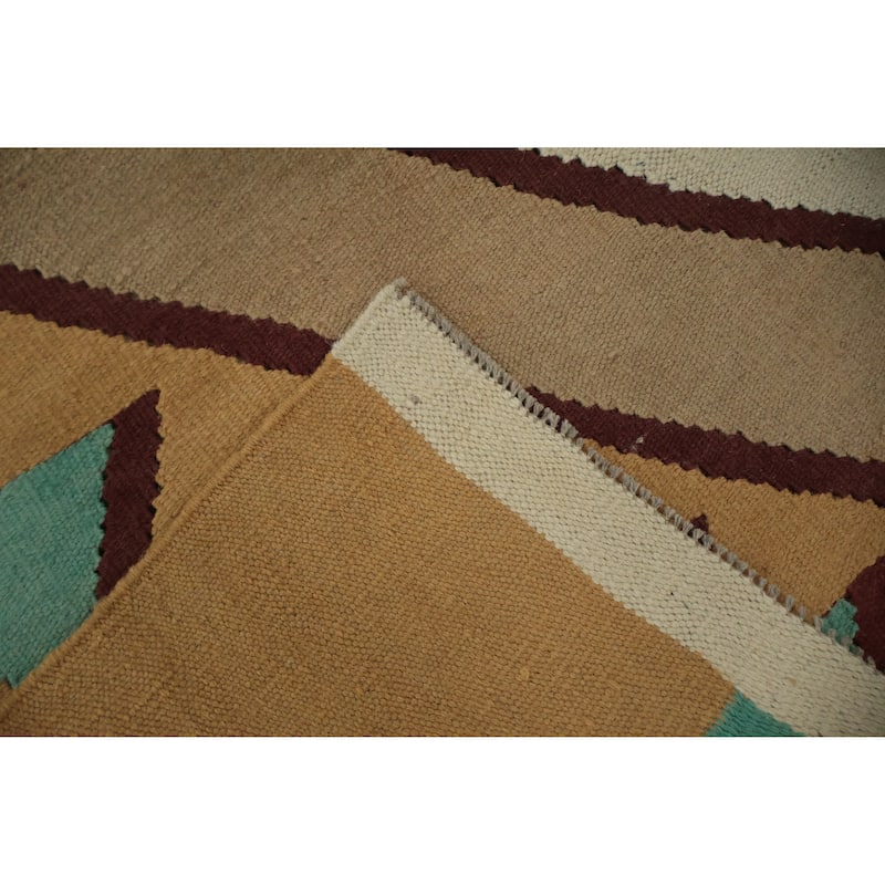 Hand Woven Oriental 100% Wool Carpet Southwestern Tribal Multi-Colored Kilim Area Rug - 8' 8'' X 6' 0''