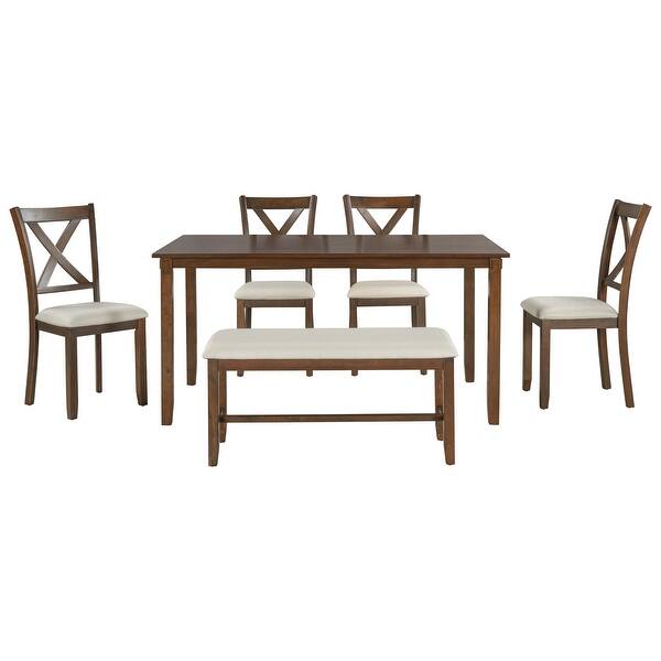 Modern 6Piece Kitchen Dining Table Set Wooden Rectangular Dining Table Bed Bath & Beyond