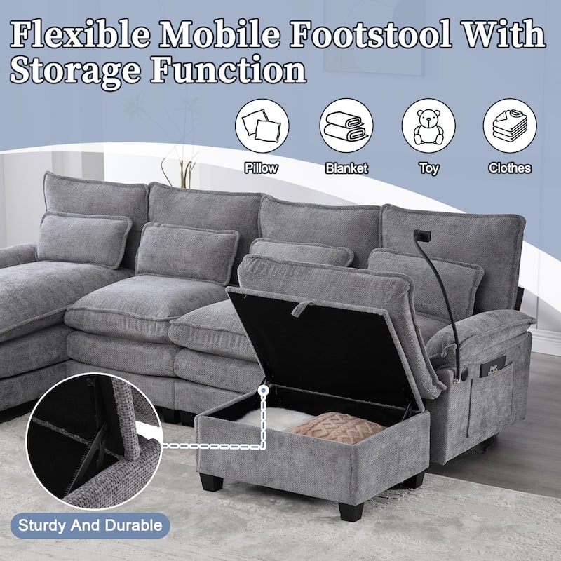 GDFStudio - Lara 106" U Shape Sectional Sofa Cloud Couch for Living Room