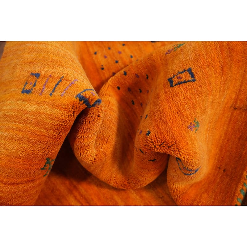 Hand Knotted Oriental 100% Wool Carpet Tribal Animal Pictorial Oranges & Rust Gabbeh Area Rug - 7' 8'' X 5' 2''