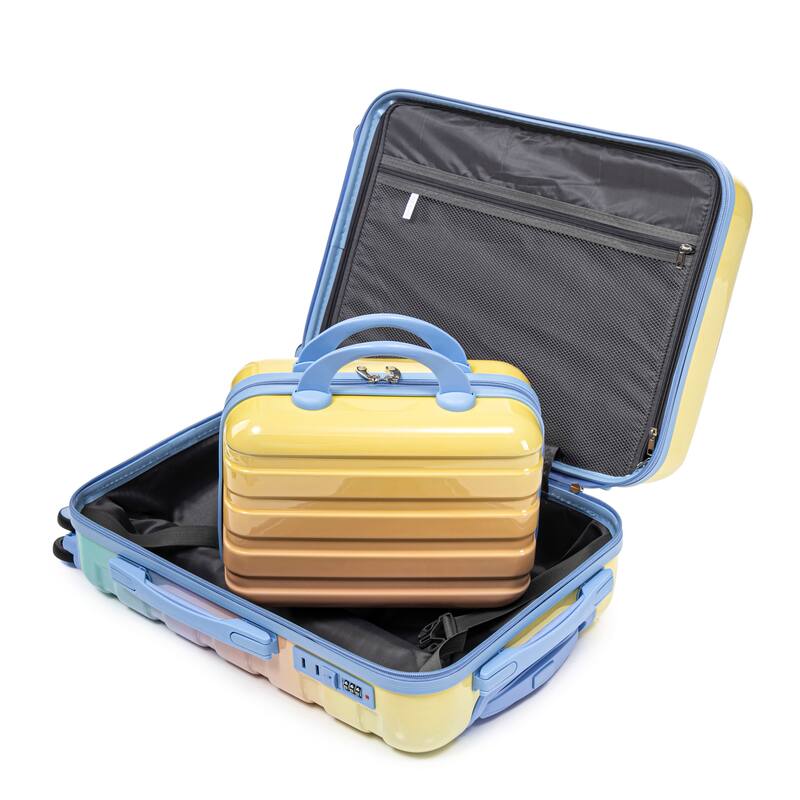 Spinner Wheel Luggage with Combination Lock Blue Yellow