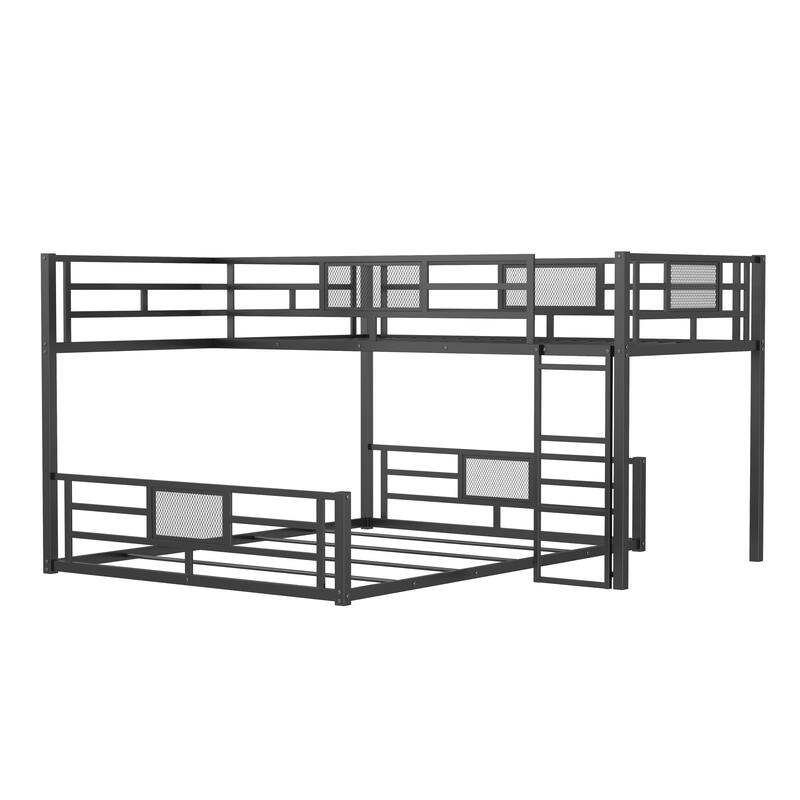L-Shaped Metal Twin Over Full Floor Bunk Bed Frame