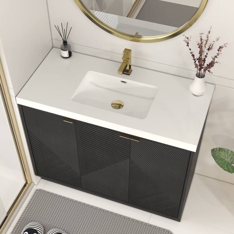 Milano 42" Freestanding (R) Bathroom Vanity with White Acrylic Sink