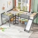 preview thumbnail 12 of 16, Solid Pine Wood Twin Size L-Shaped Loft Bed with Ladders and Slide