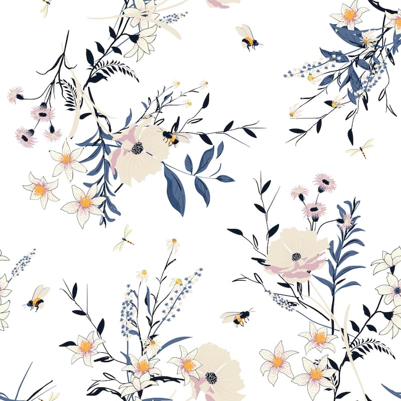 Olivia Gardenia Removable Wallpaper - 24'' inch x 10'ft - 24'' inch x 10'ft - Grey