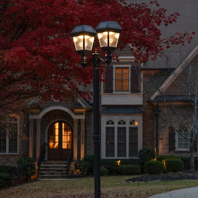 Gama Sonic Imperial III 2-Light Commercial Solar Post Light w/ 2 Color