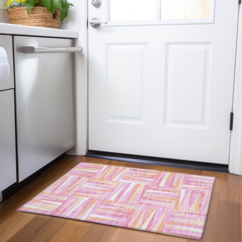Premium Washable Super Soft Modern Glase Mayfield Rug - Blush - 1'8" x 2'6"