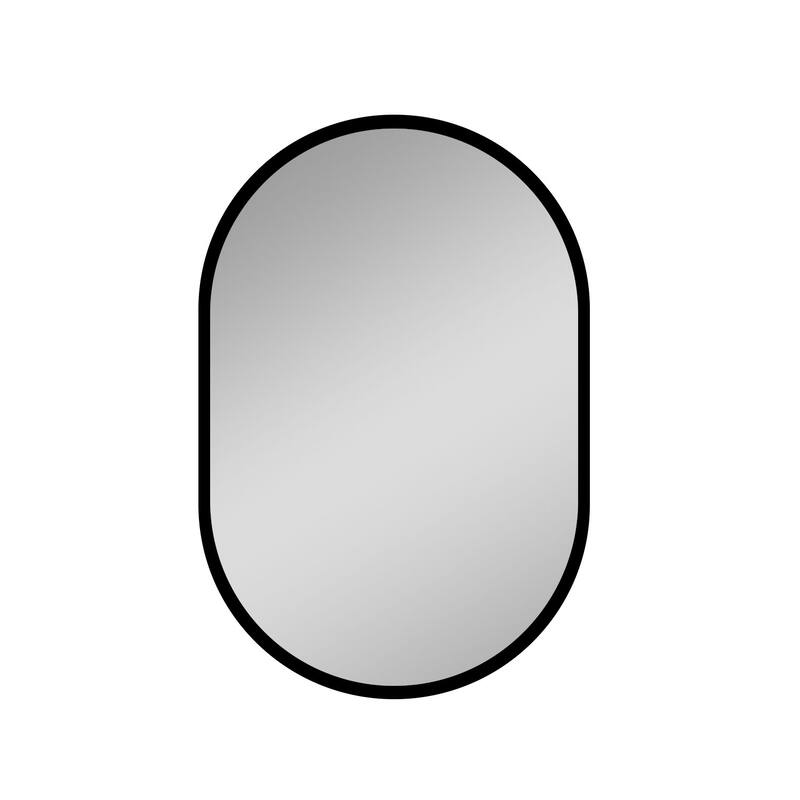 31X21 Inch Oval Black Metal Framed Wall Mount Bathroom Medicine Cabinet With Mirror