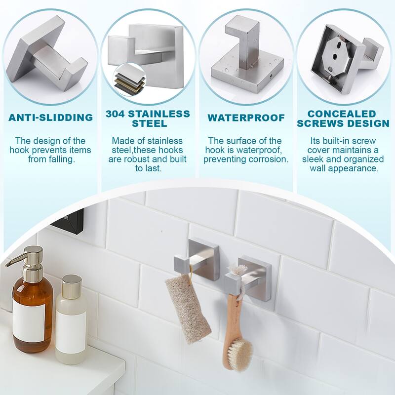 WOWOW J-Hook Wall Mount Robe/Towel Hook 2PCS