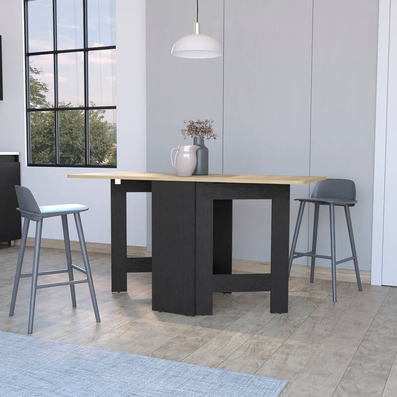 FM Furniture Kailua Folding Dining Table, Space-Saving, Foldable in 3 Forms