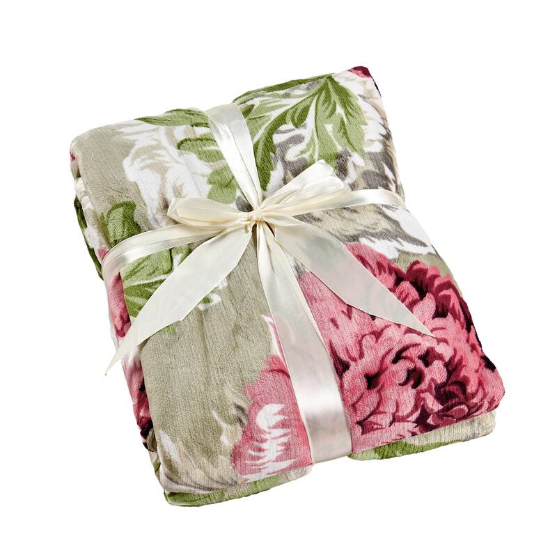 Printed Flannel Tropical Flower French / Puerto Rico Floral Throw