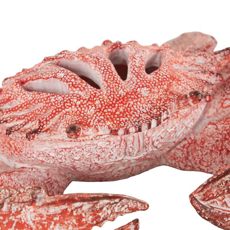 Polystone Textured Crab Decorative Sculpture with White Body - Red or Blue
