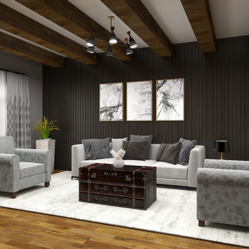 Brown Faux Leather Vintage Faux Leather 2 Drawer Living Room Coffee Table with Buckle Hinged Top