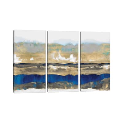 iCanvas "Strata In Blue & Gold" by Rachel Springer 3-Piece Canvas Wall Art Set