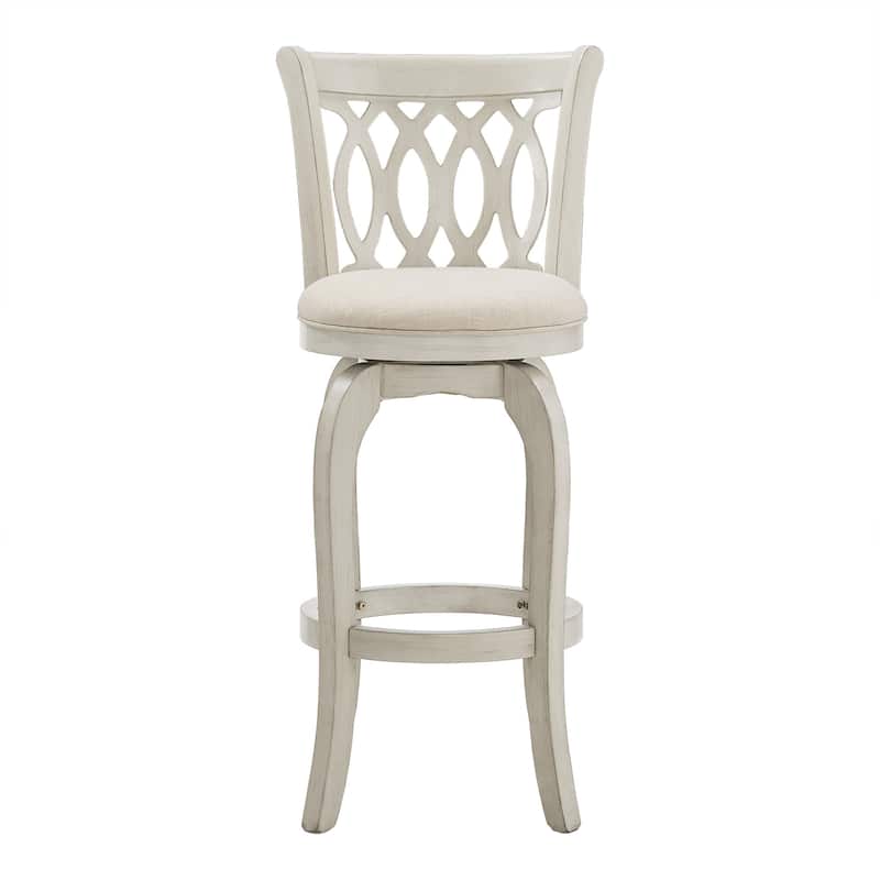 Verona Linen Scroll-back Swivel 29-inch Bar Stool by iNSPIRE Q Classic