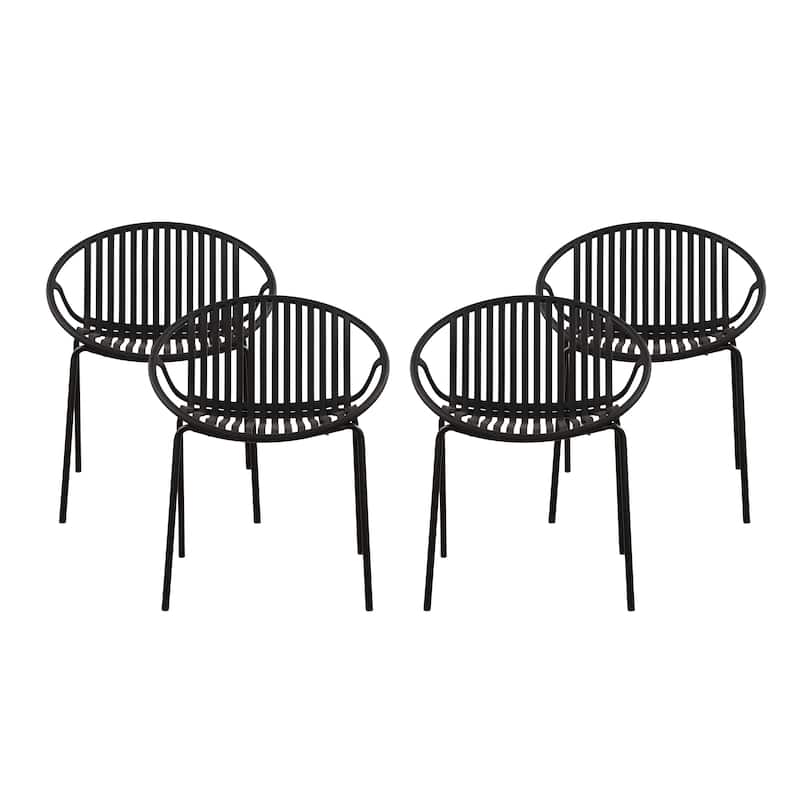 Christopher Knight Home - Emma Patio Outdoor Contemporary Plastic Stackable Dining Chairs