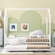 preview thumbnail 3 of 32, Contemporary Mordern Design Twin Size House Platform Bed,Solid Metal Bed with Trundle,Semi-Enclosed Fence