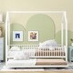 preview thumbnail 3 of 5, Twin Size House-shaped Platform Bed with Full-length Fence, Metal Bed with With Trundle for Bedroom, White