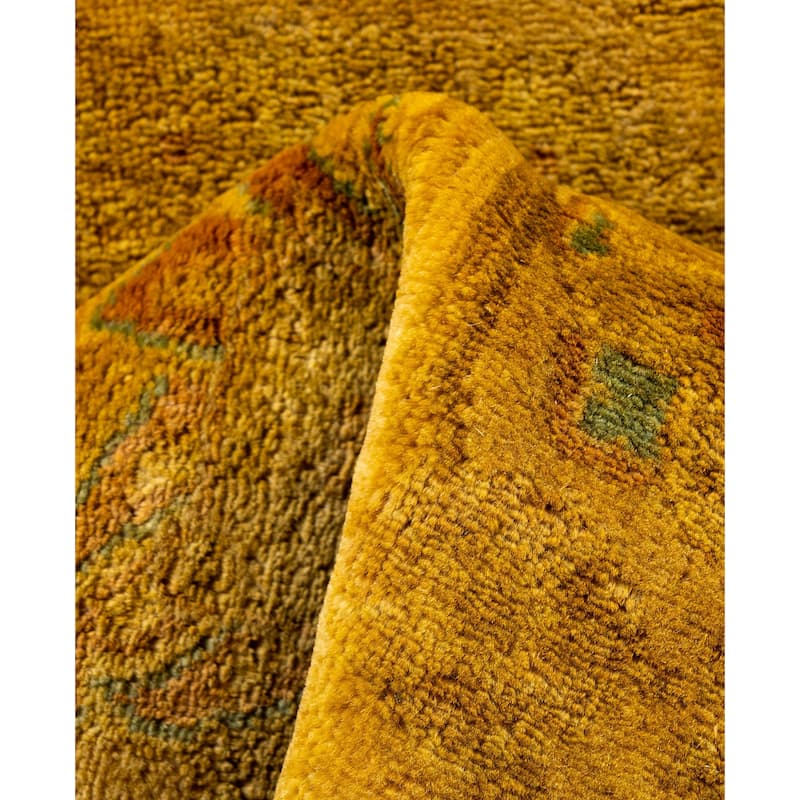 Overdyed One-of-a-Kind Hand-Knotted Area Rug - Yellow - 2' 6" x 16' 2"