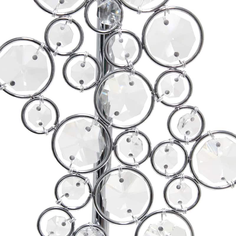 Lalia Home Lumiluxxe 26.25" Tall Contemporary Crystal Glitz and Chrome Glam Table Lamp with White Fabric Rectangular Shade